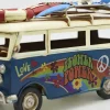 Miniaturmodel eines VW-Busses aus Zinn in Meerblau und Regenbogen – Bild 2