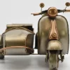 Miniaturmodel einer Vespa mit Beiwagen in Gold- und Bronzefarben – Bild 2
