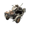 Bewaffnetes Miniaturmotorrad mit Beiwagen aus Zinn in Gold- und Bronzefarben – Bild 10