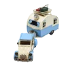 Miniaturmodel einer Ente von Citroën mit Wohnwagen in Hellblau
