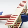 Miniaturmodel eines bewaffneten Doppeldeckerflugzeugs aus Zinn mit US-Flagge – Bild 4