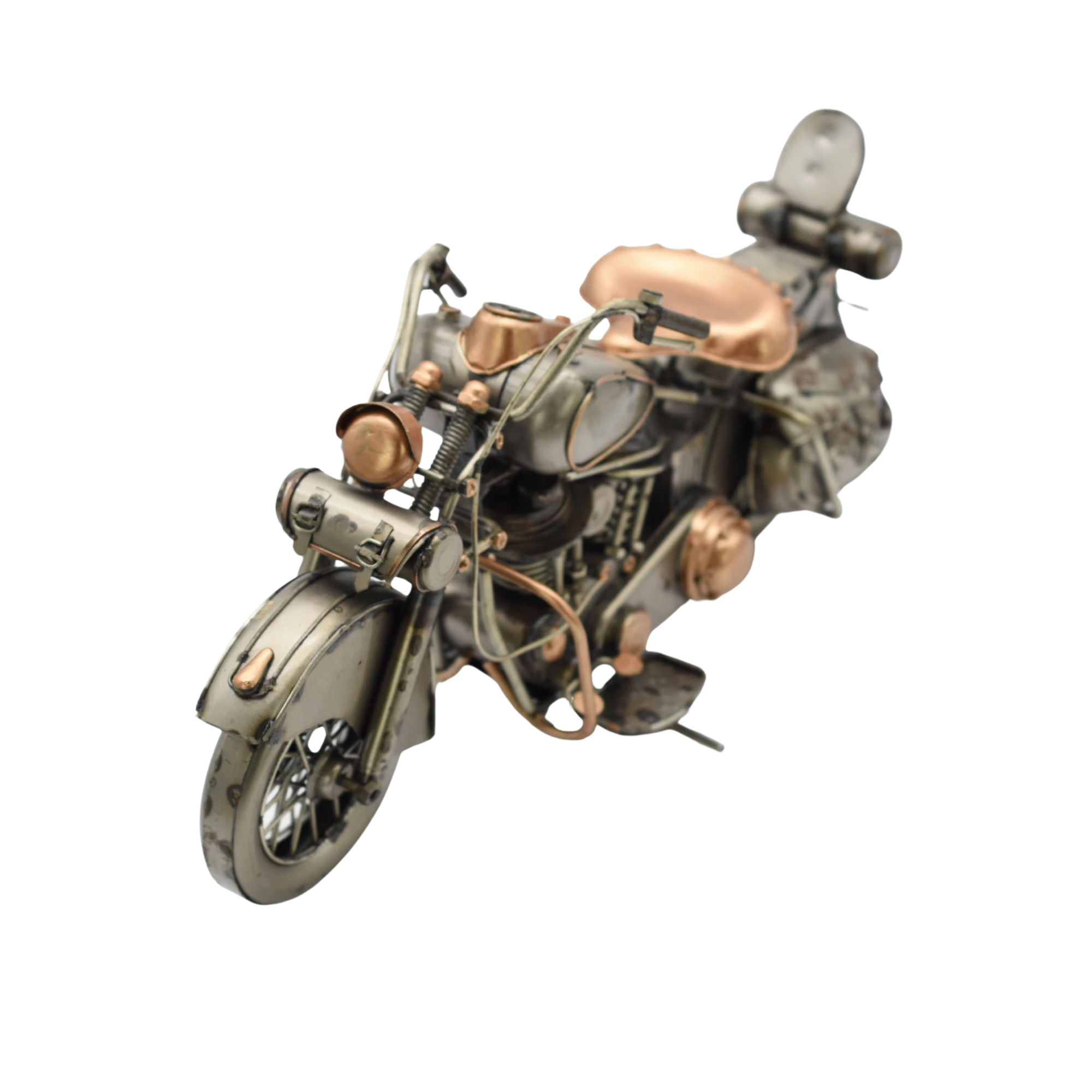 Miniaturmodel eines Motorrads aus Zinn aus den 1960er Jahren in Gold- und Bronzetönen