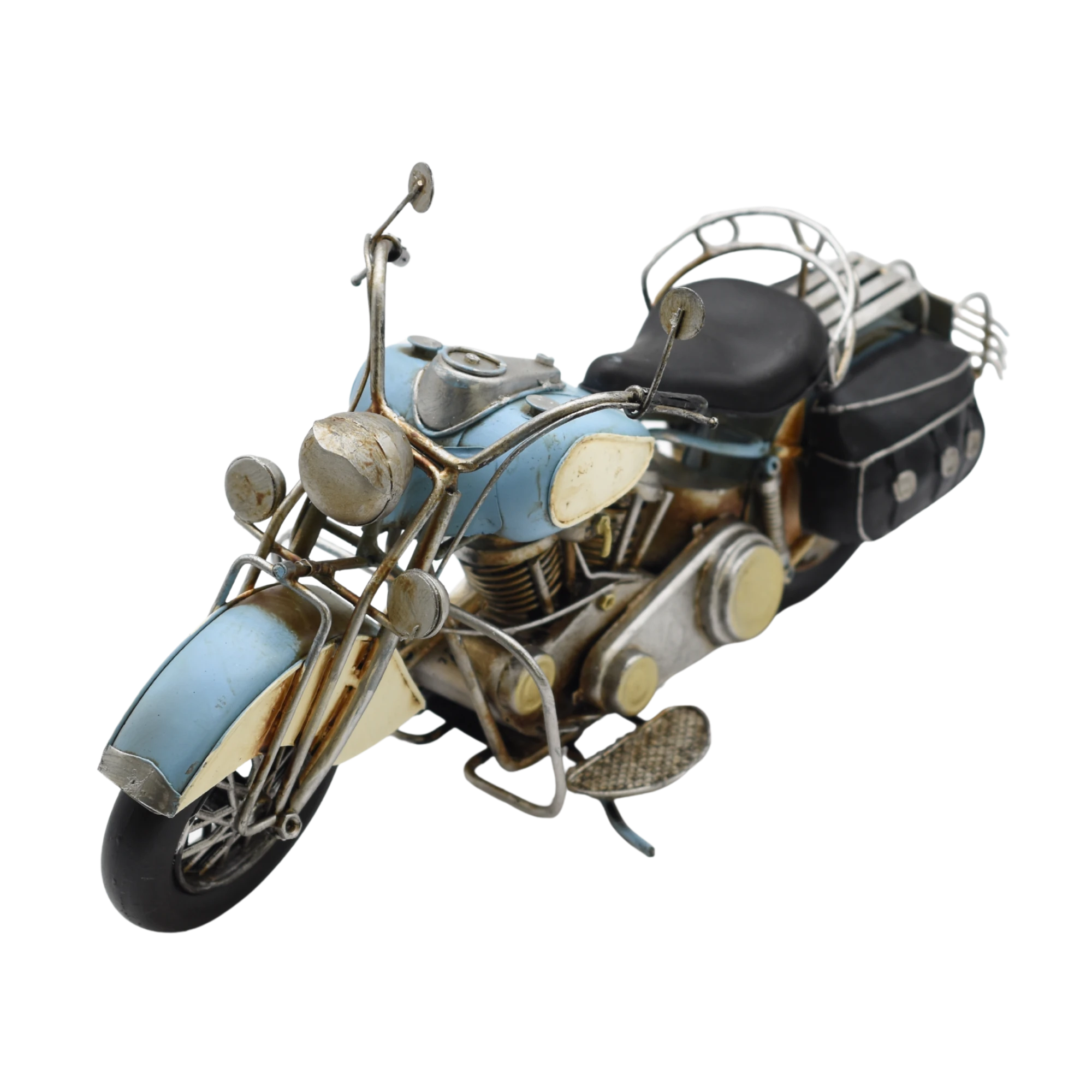 Miniaturmodel eines Motorrads aus Zinn aus den 1960er Jahren in Hellblau-Weiß