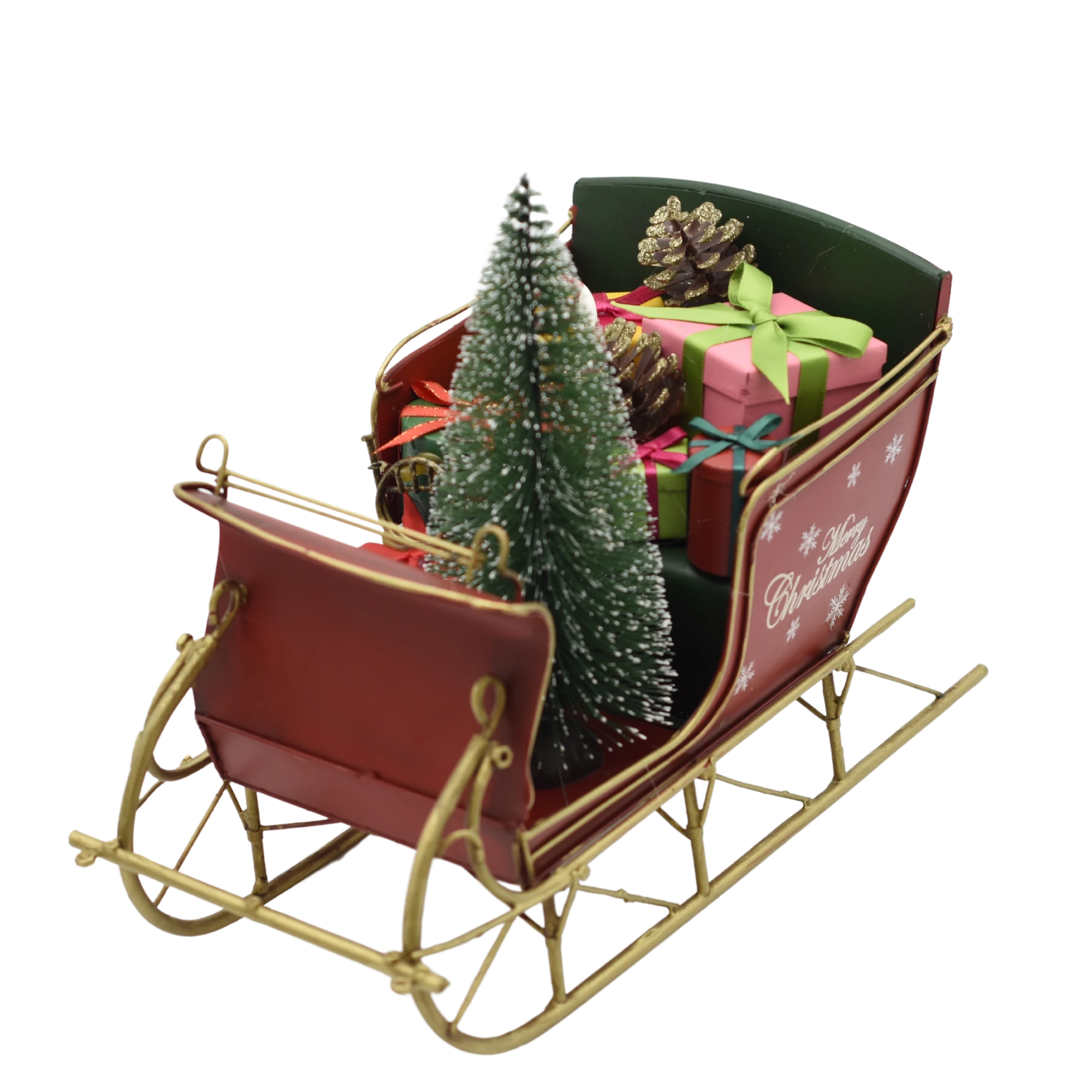 Miniaturmodel eines Weihnachtsschlittens aus Zinn